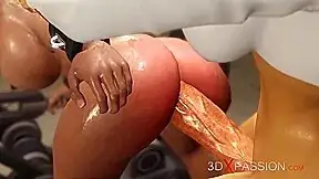 I want your dick! Sexy busty ebony in restraints gets fucked hard by hot futa