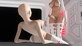 Earth orbit – a sex journey. Alien shemale fucks a horny sex slave in the space station