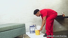 Tayla Spiller in Transsexual Newcummer Bangs a House Painter – DreamTranny