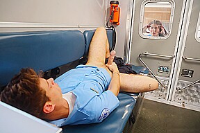 Trans nurse Bailey Archer jerking off colleague in ambulance