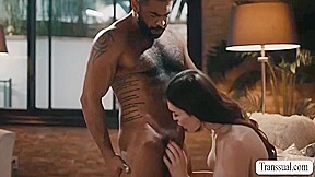 Beautiful Shemale Licks And Bareback Fuck Her Fat Stepfather