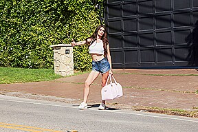 Busty tgirl hitchhiker goes home with guy to get anal reamed