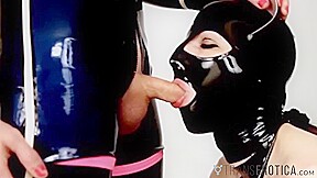 TRANSEROTICA Latex TS Jamie French Blows Cock Before Facial
