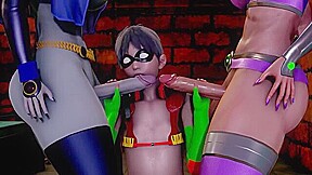 [Teen Titans] Futa Raven and StarFire Fucks Robin In Ass