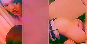 Tattooed Ladyboy with Ponytale Jerks off her Huge Cock till