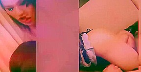 teen 18+ Brunette Ladyboy in Peach Dress Stroke